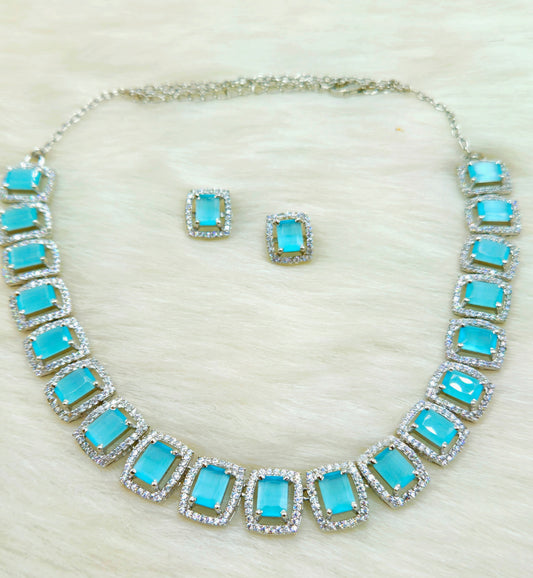 925 Sterling Silver Aqua Blue Radiance Necklace for Women