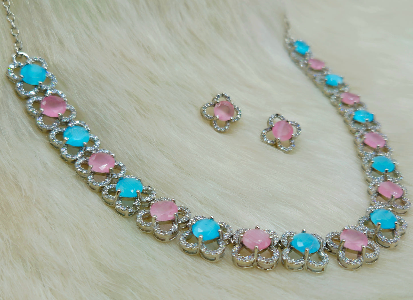 925 Sterling Silver Pastel Blossom Necklace for Women
