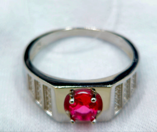 925 Sterling Silver Fuchsia Signet Ring for Men | Statement