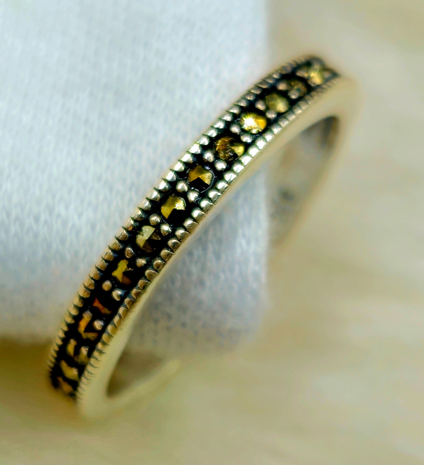 925 Sterling Silver Art Deco Marcasite Stacking Ring for Women