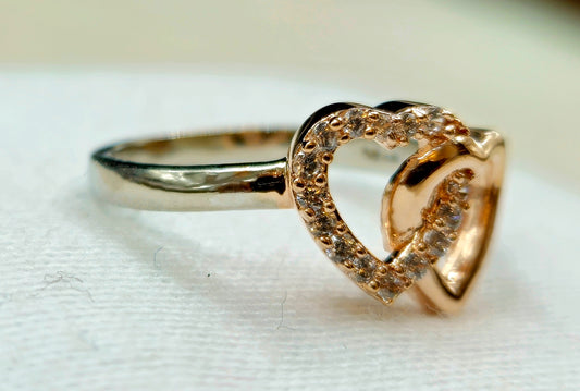 925 Sterling Silver Interlocking Hearts Ring for Women | CZ Gift