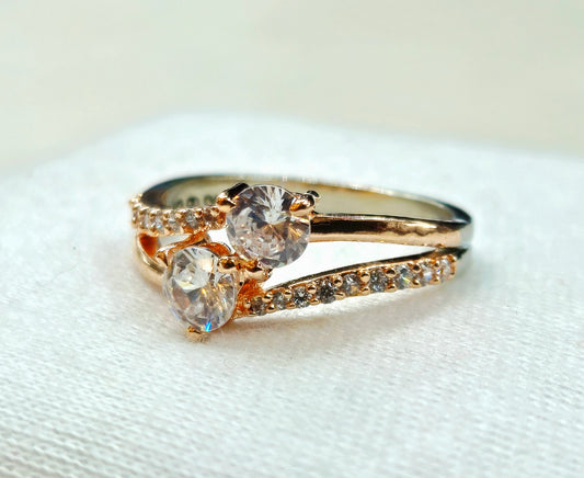 925 Sterling Silver Split Shank Ring for Women | Rose Gold Tone