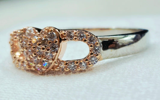 925 Silver Heart-Shaped Pave Ring for Women | Romantic Jewelry