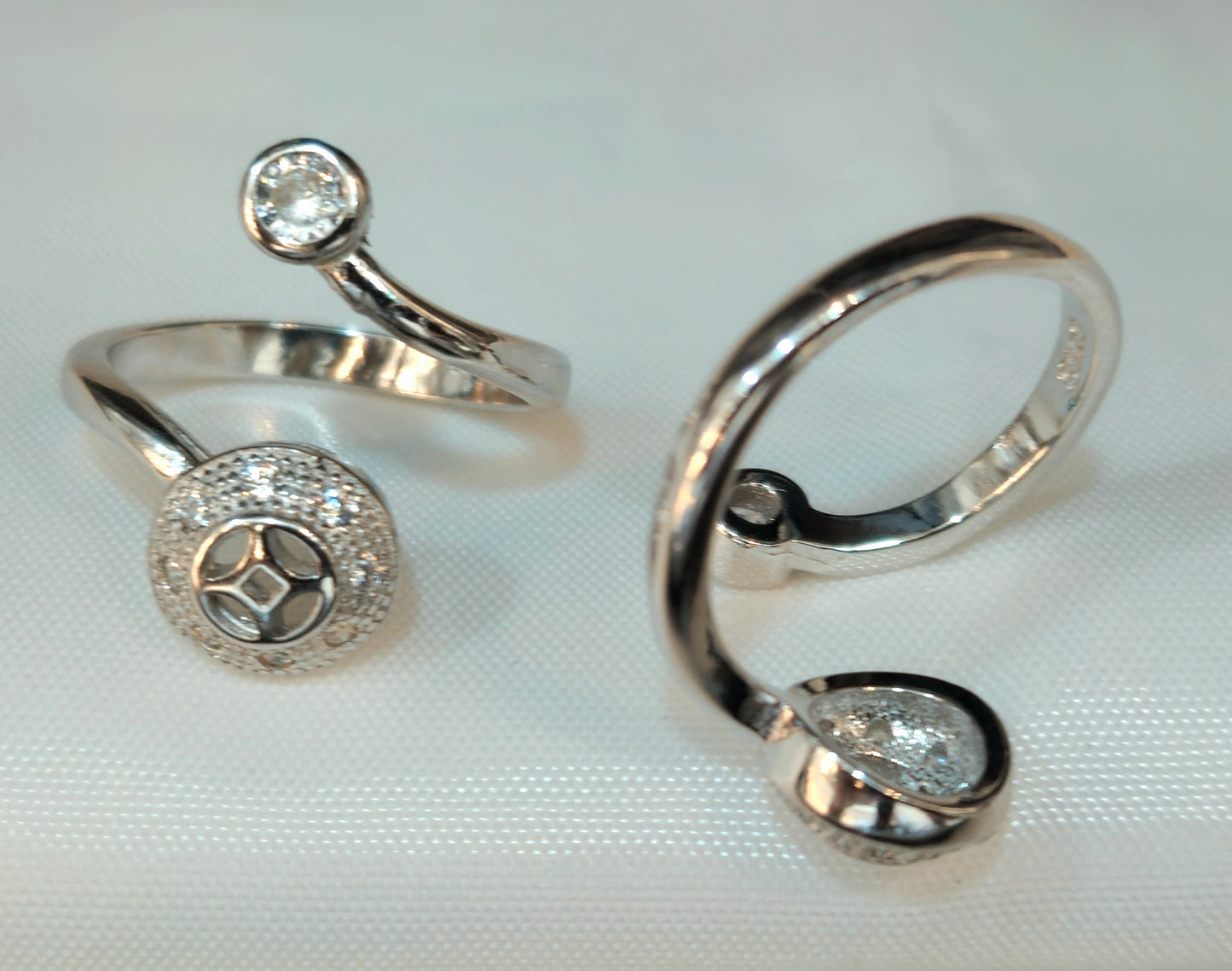 Silver Square-Circle Diamond Cosmic Toe Ring