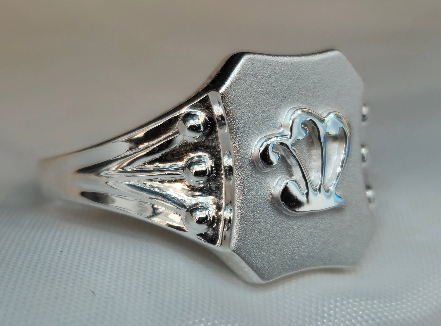 925 Sterling Silver Crown Hexagonal Signet Ring for Men