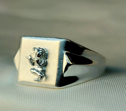 925 Sterling Silver Jester Signet Ring for Men | Bold Statement