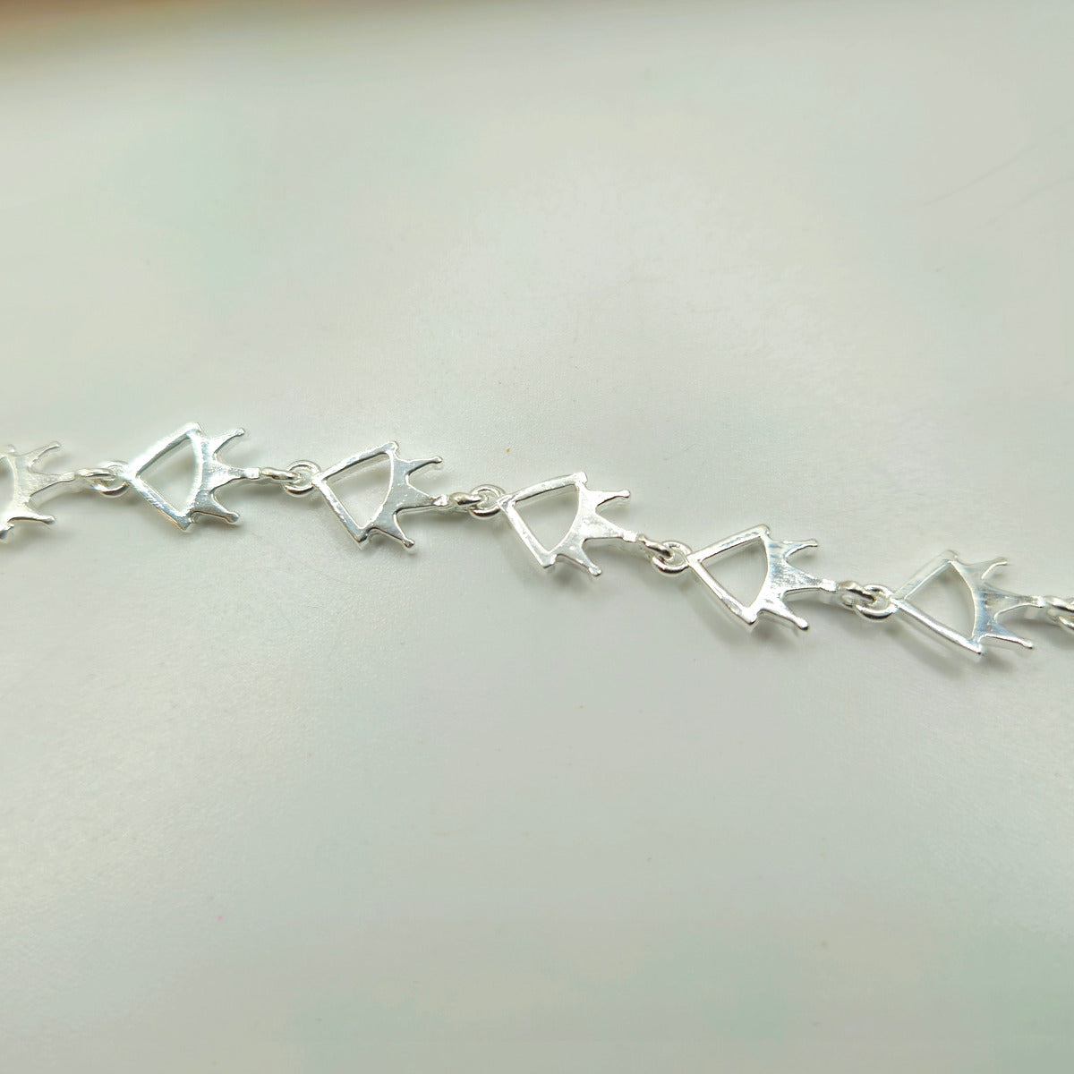 Silver Crown Motif Link Bracelet