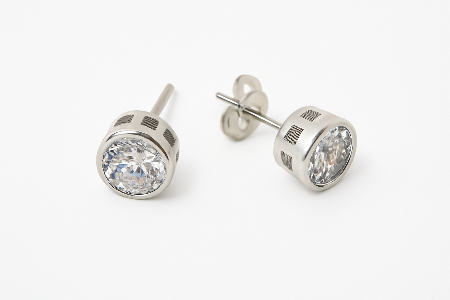 Bezel-Set Round Brilliant Stud Earrings
