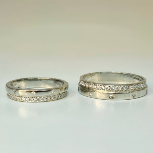 925 Sterling Silver Celestial Orbit Couple's Rings for Him & Her