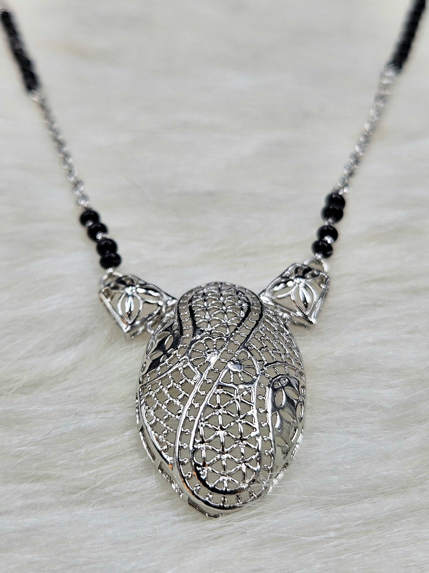 Contemporary Sterling Silver Filigree Mangalsutra