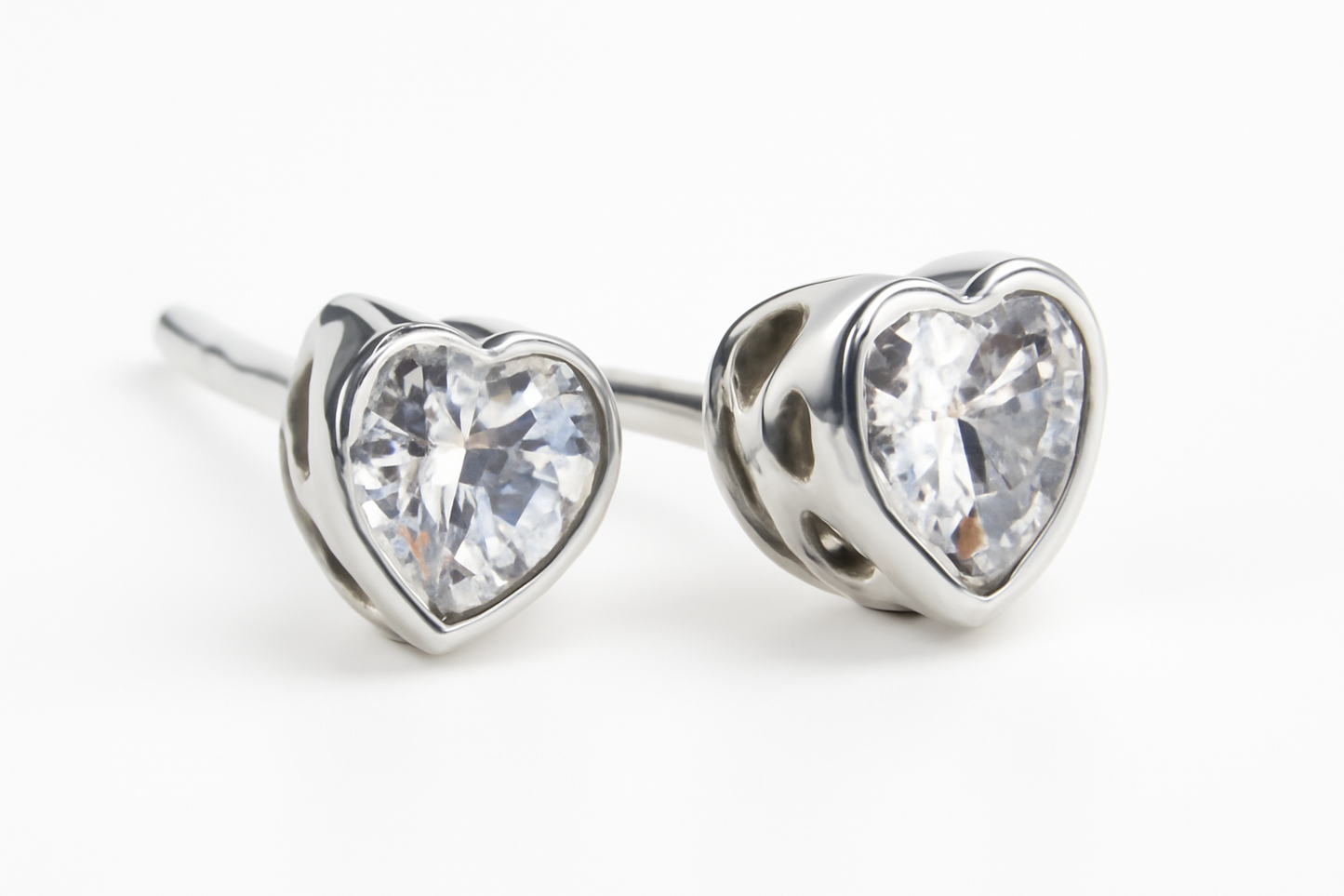 925 Sterling Silver Heart CZ Stud Earrings for Women