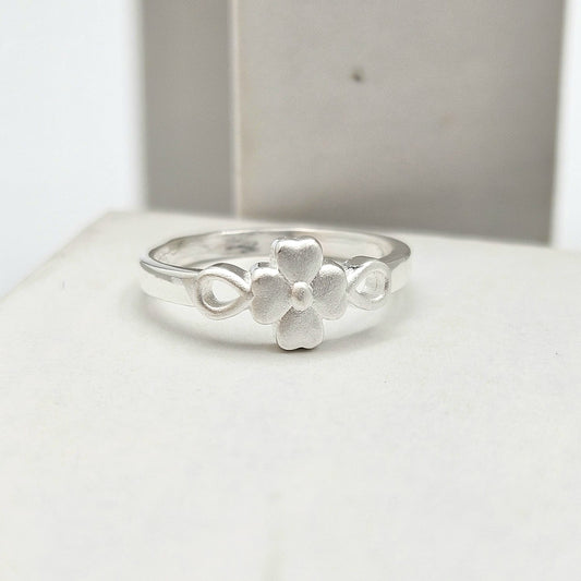 925 Sterling Silver Four Leaf Clover Infinity Ring for Women Gift