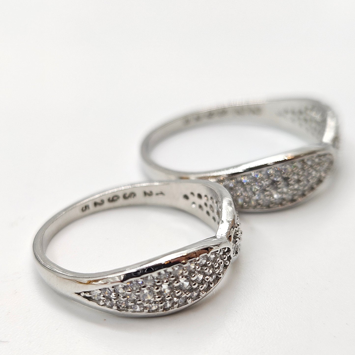 925 Sterling Silver Pave Chevron Couple's Rings for Him & Her