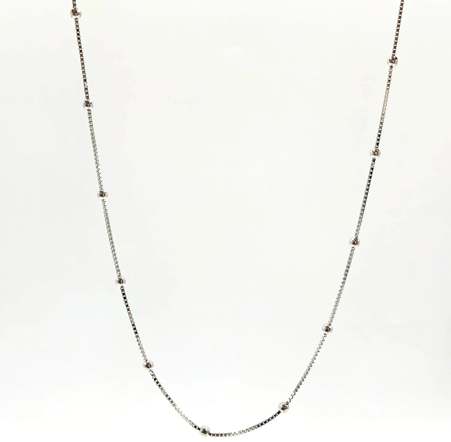 Silver Ball Chain with Beaded Stations