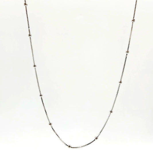 925 Sterling Silver Ball Chain with Beaded Stations for Women