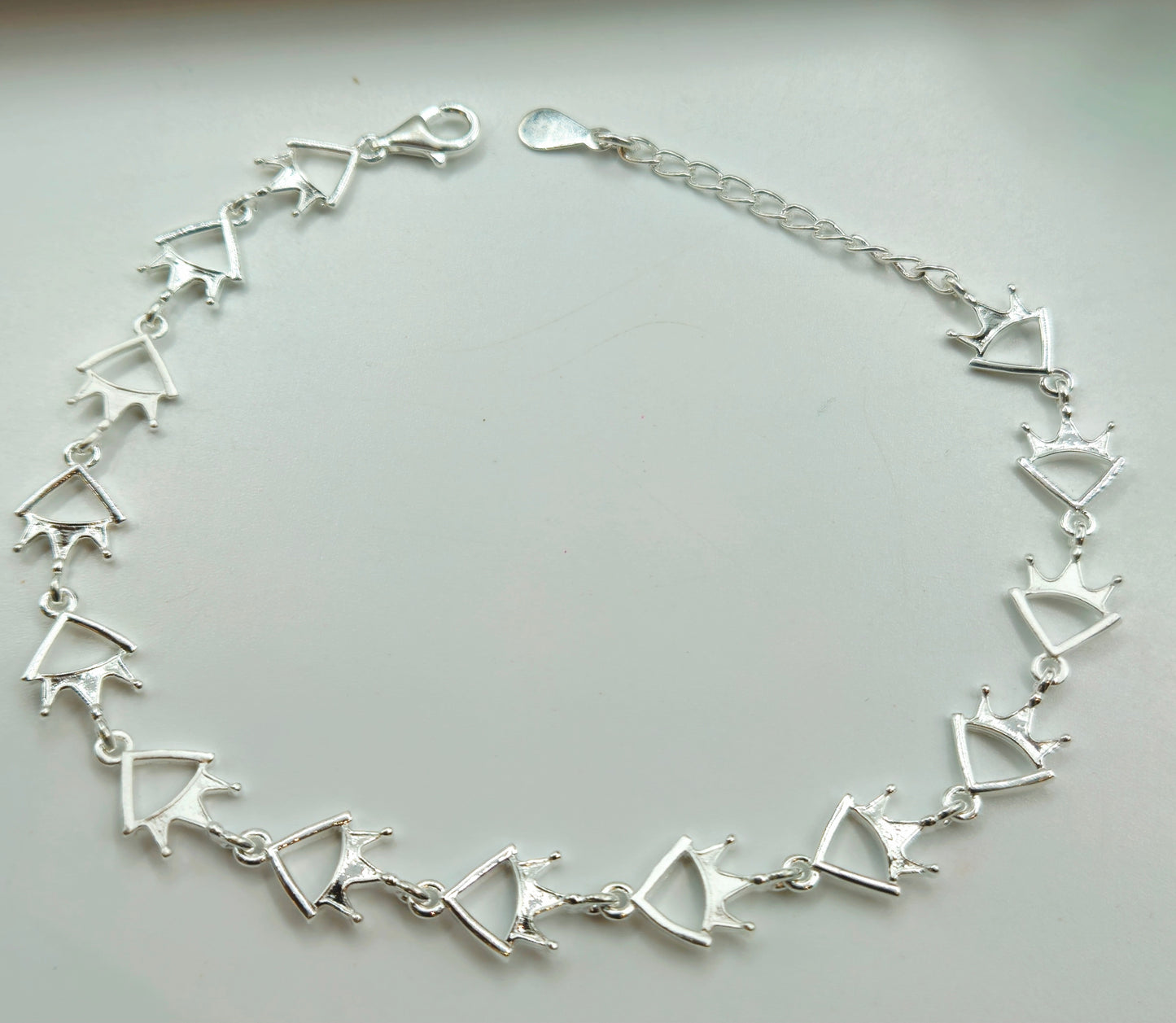 Silver Crown Motif Link Bracelet