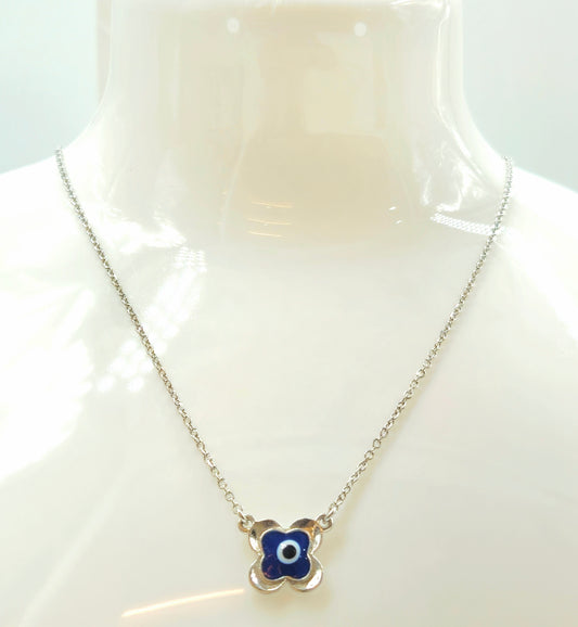 925 Sterling Silver Evil Eye Clover Pendant for Women