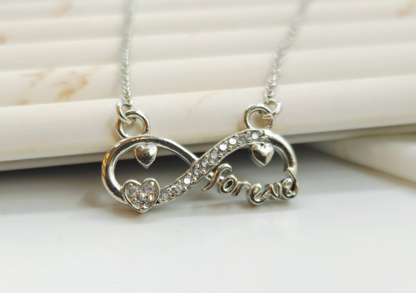 Silver "Forever" Infinity Heart Pendant