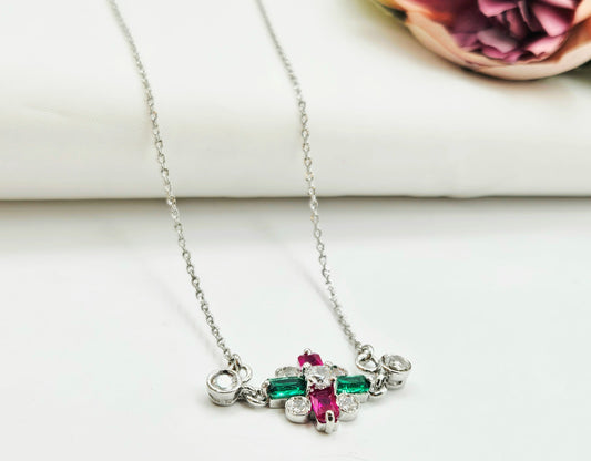 925 Sterling Silver Multi Gem Cross Pendant for Women
