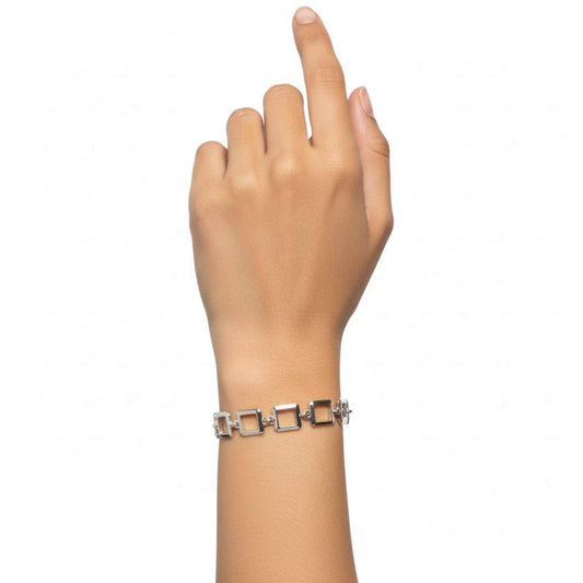 925 Sterling Silver Square Link Bracelet | Female Daily Wear Gift