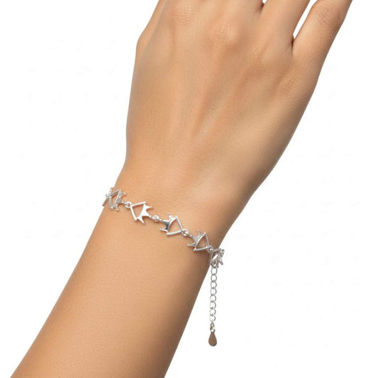 925 Sterling Silver Crown Motif Link Bracelet for Women