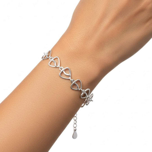 925 Sterling Silver Triangle Link Bracelet for Women