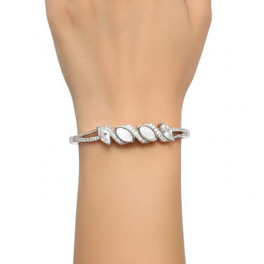 925 Sterling Silver Marquise Mother-of-Pearl Bracelet for Women