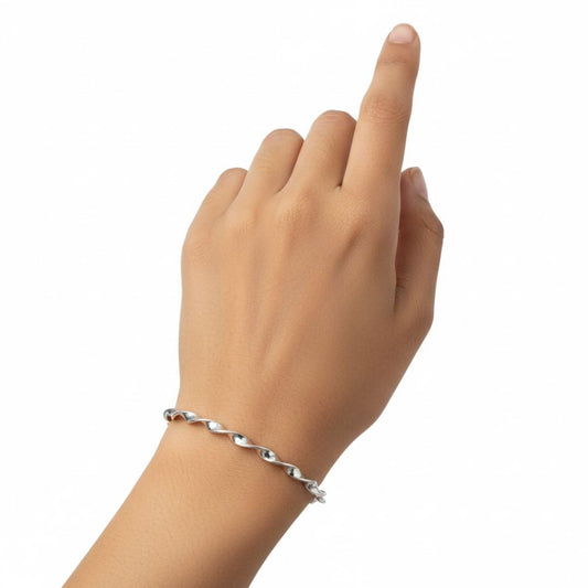 925 Sterling Silver Two-Tone Twisted Bracelet for Women
