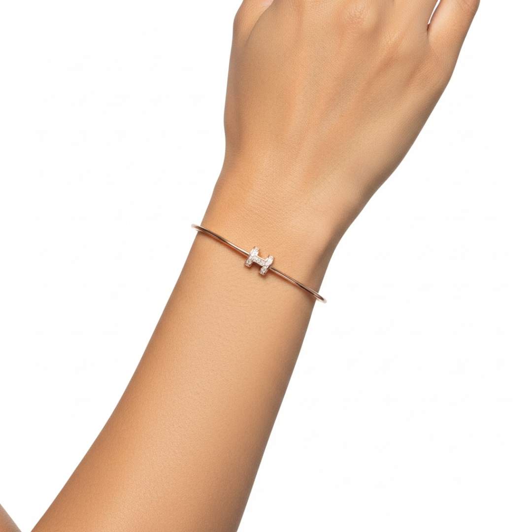 925 Sterling Silver H Monogram Bracelet for Women