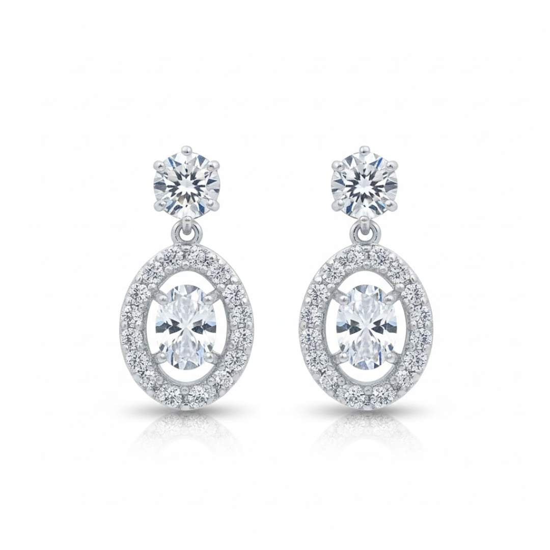 925 Sterling Silver Starlight Geometric Halo Necklace Set