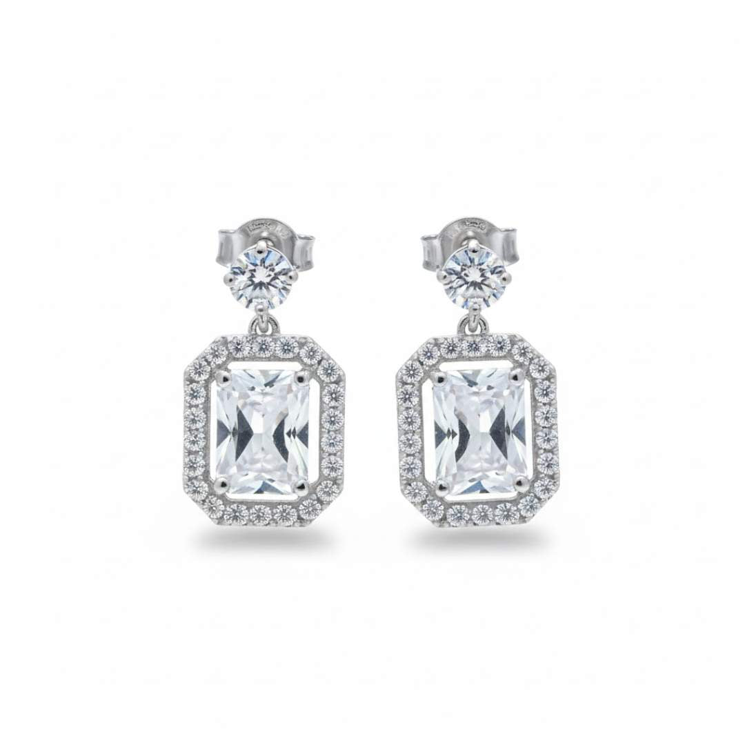 925 Sterling Silver Radiance Halo Necklace with Cubic Zirconia