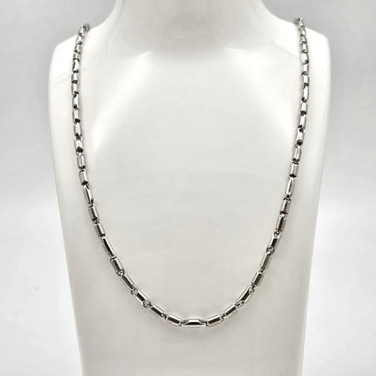 925 Sterling Silver Textured & Smooth Bar Chain for Men