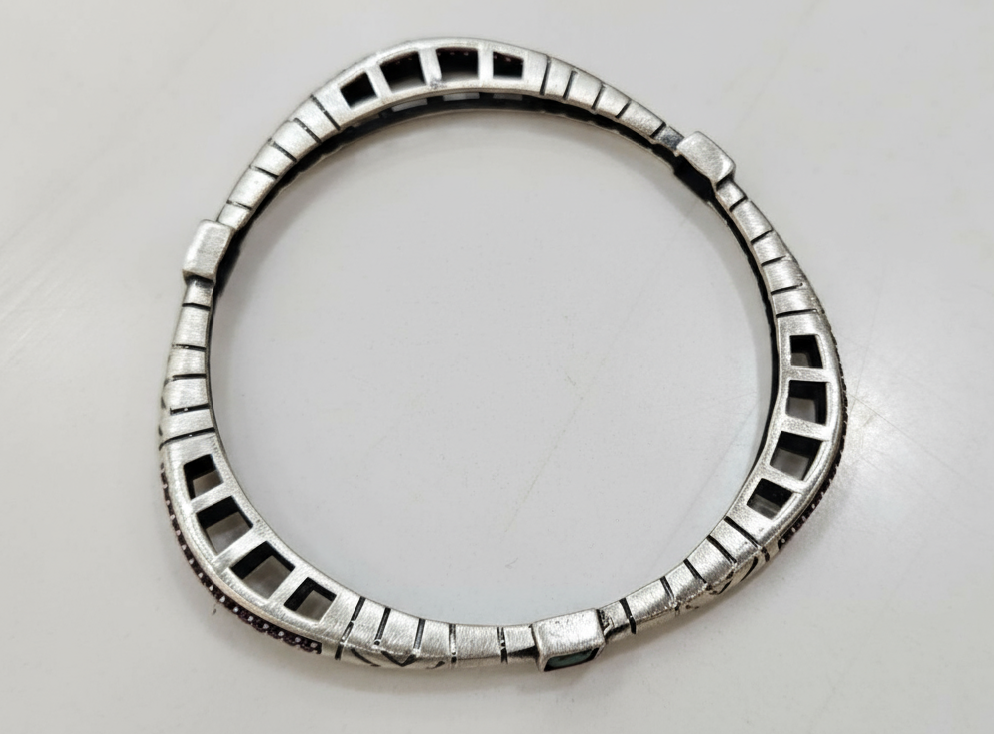 925 Sterling Silver Verdant Citadel Oxidized Bangle for Women | Statement