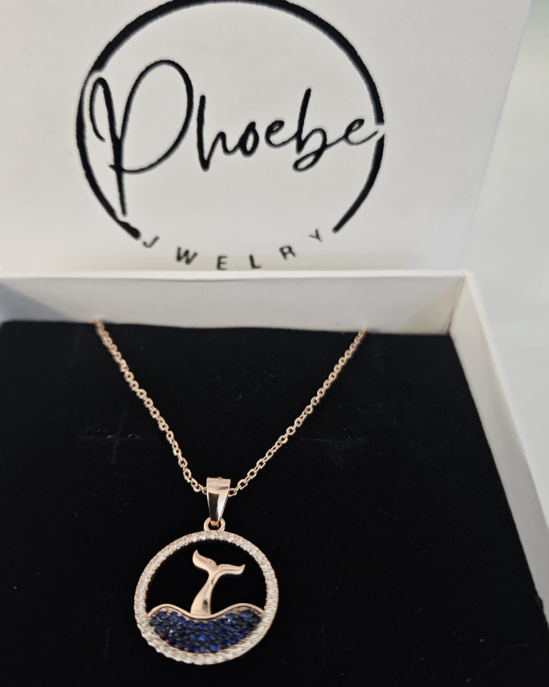 925 Sterling Silver Whale Tail Pendant Necklace for Women