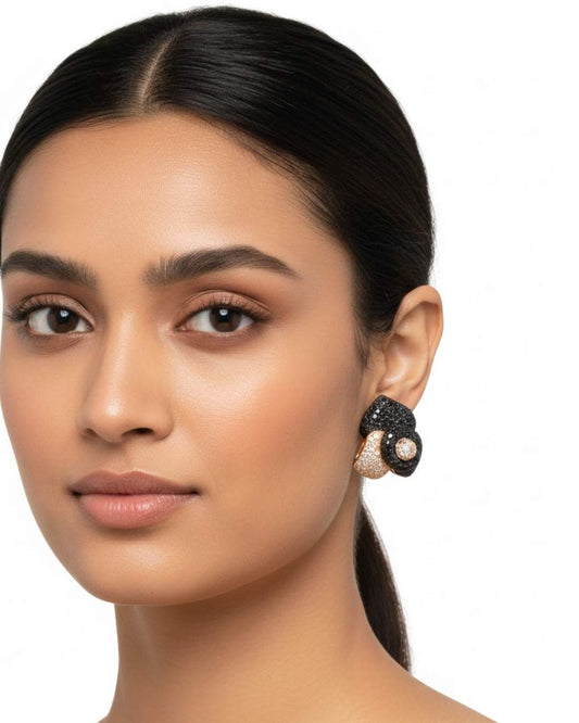 925 Sterling Silver Noir Blossom Stud Earrings for Women