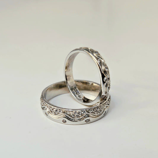 925 Sterling Silver Vintage Vine & Scroll Couple's Rings