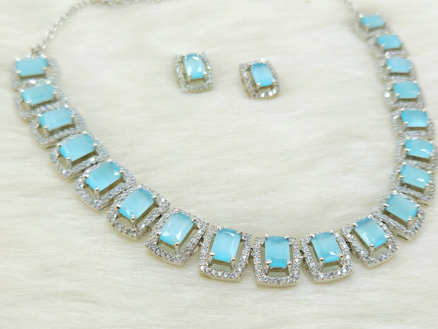 925 Sterling Silver Aqua Blue Radiance Necklace for Women
