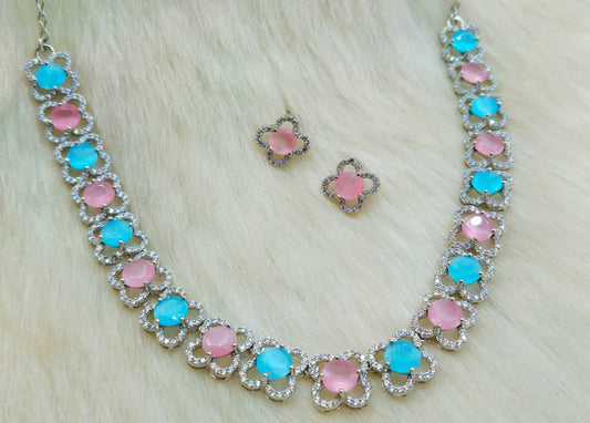925 Sterling Silver Pastel Blossom Necklace for Women