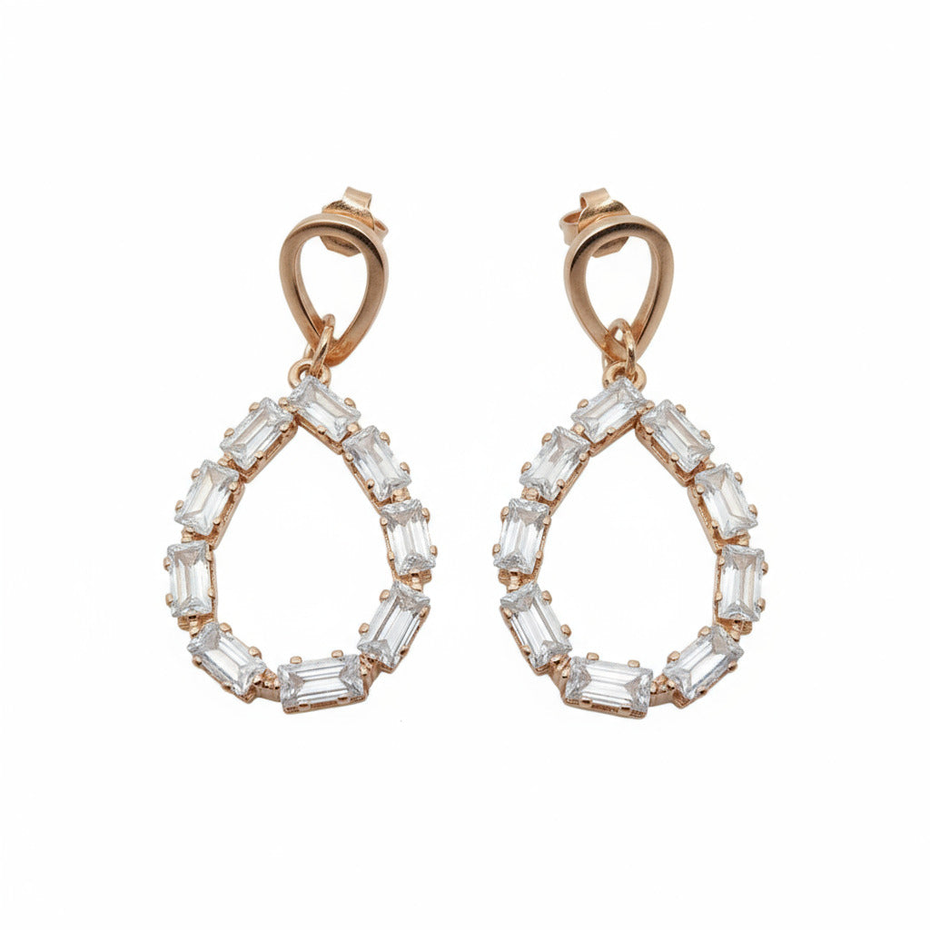 Regal Teardrop Baguette Earrings