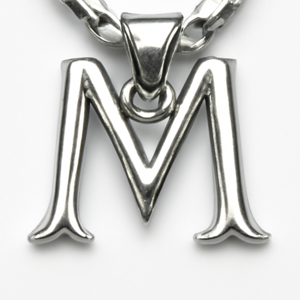 925 Sterling Silver "M" Alphabet Pendant