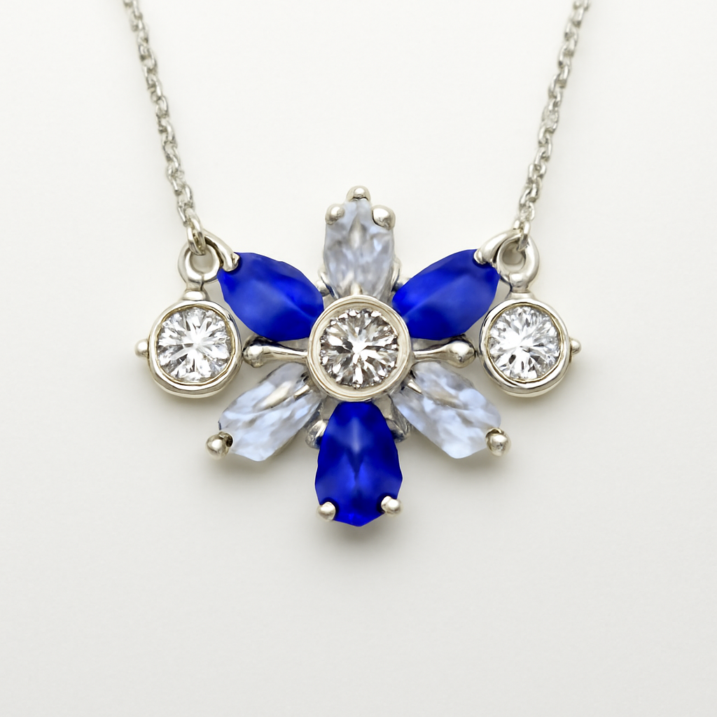 Silver Pink and White Floral Pendant