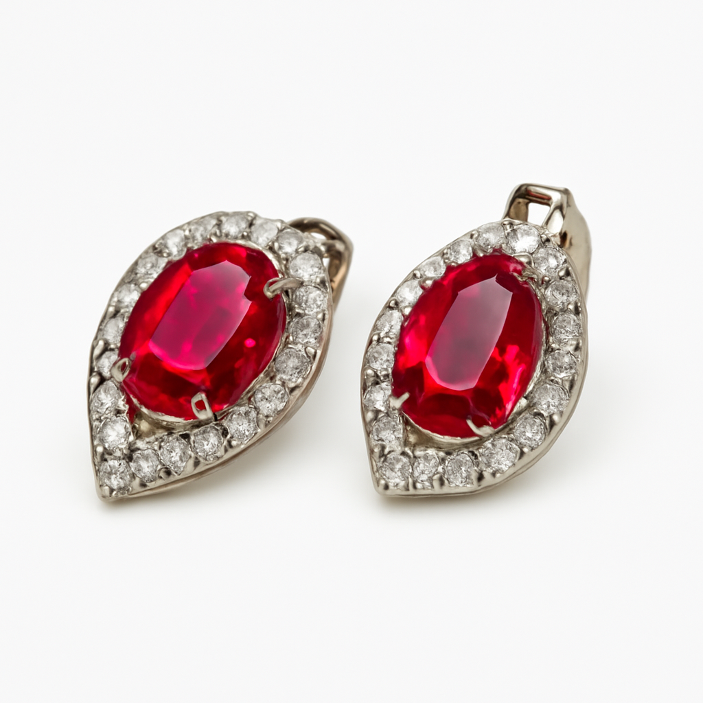 925 Sterling Silver Pink Gemstone Halo Stud Earrings for Women