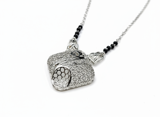 Silver-lated Mangalsutra with a Contemporary pendant