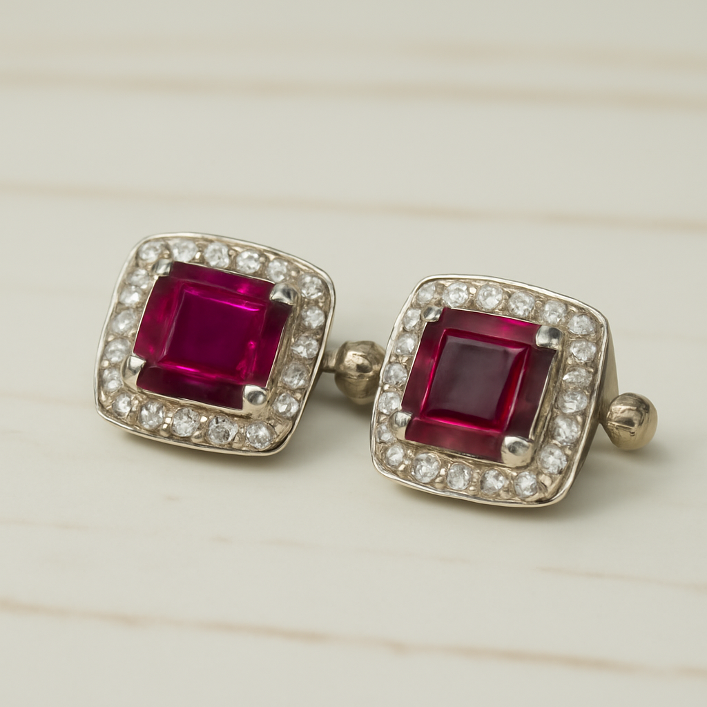 Halo Ruby Stud Earrings