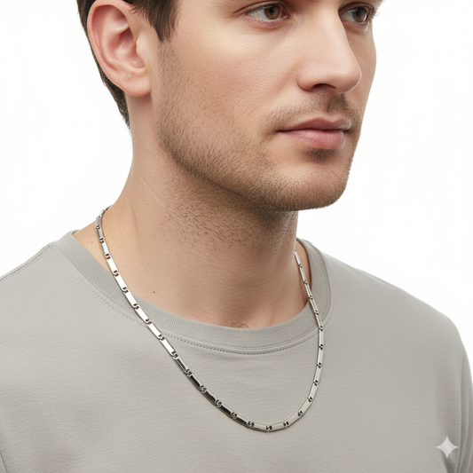 925 Sterling Silver Rectangular Link Chain for Men | Modern