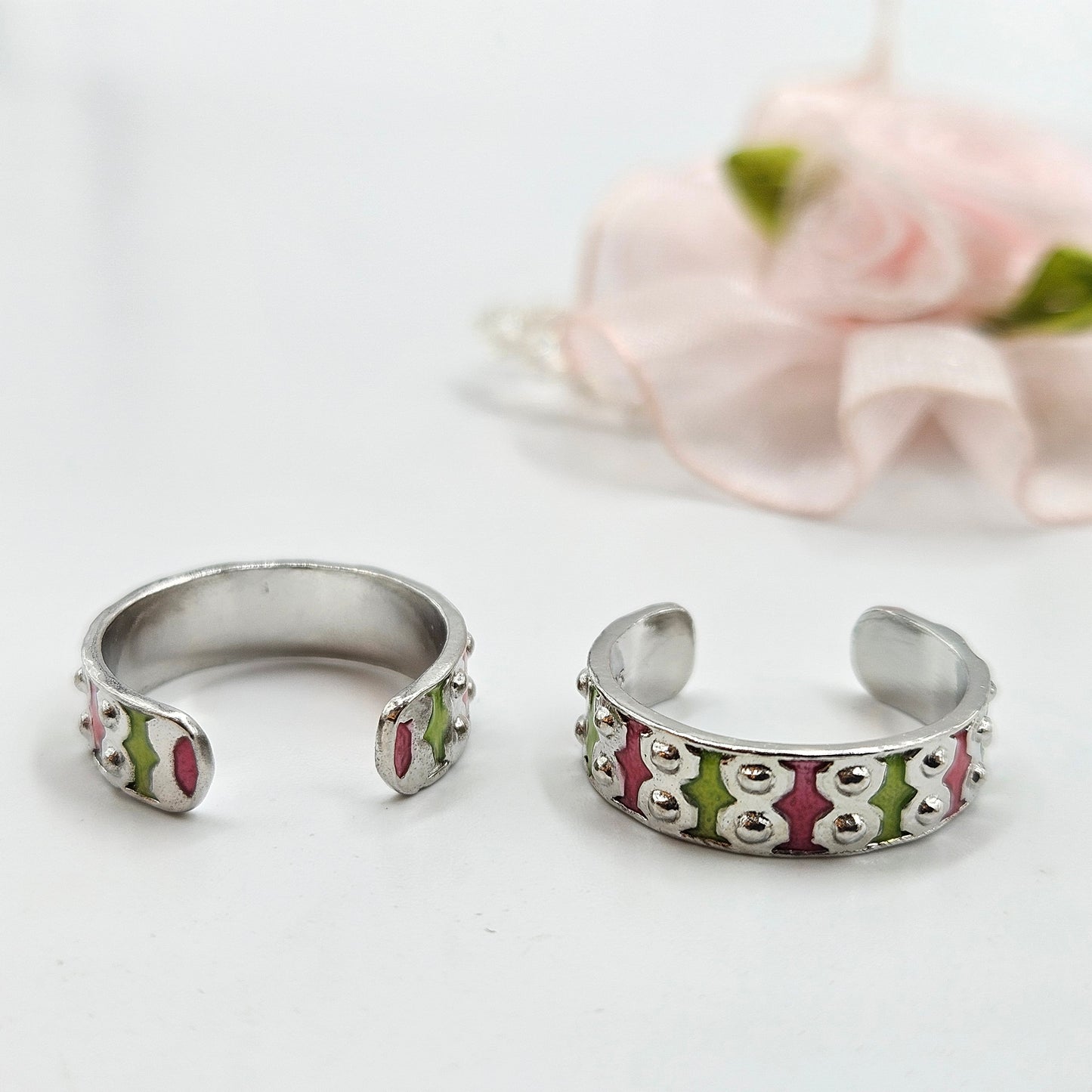 Silver Enamel Toe Ring