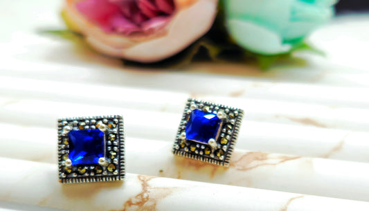 925 Silver Studs with blue stone