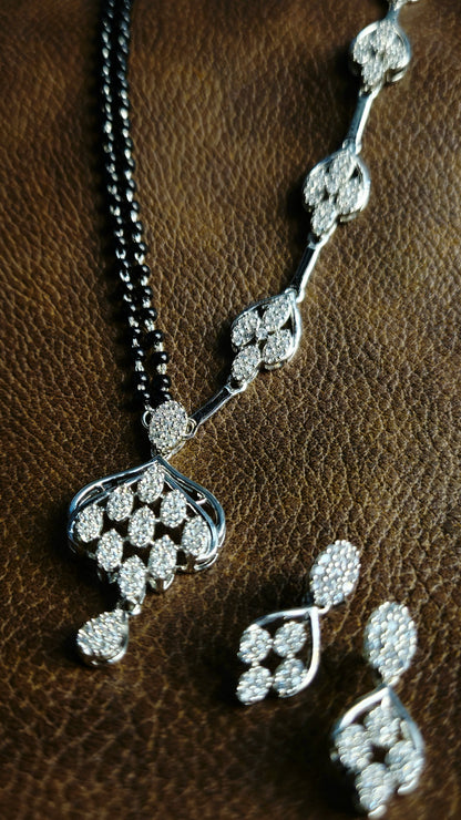 Sparkle Bloom Silver Mangalsutra