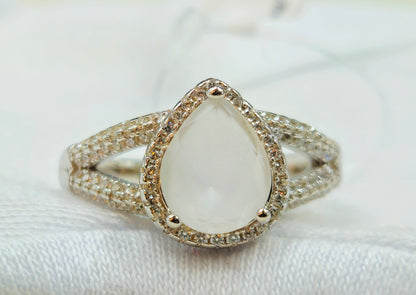 Luminous Moonstone Halo Ring