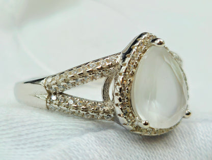 Luminous Moonstone Halo Ring